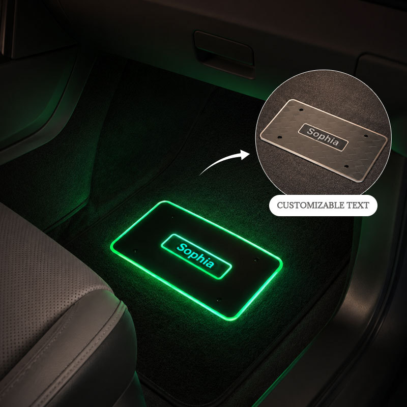 Personalized Passenger Princess LED Car Floor Mat – Custom Name Glow Plate Gift for Girlfriend & Wife