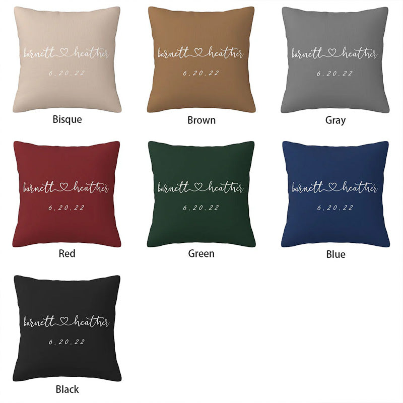 Personalized Couple Name and Date Cushion Cover Throw Pillow Cover