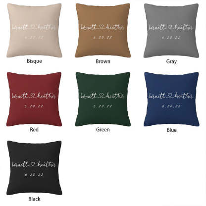 Personalized Couple Name and Date Cushion Cover Throw Pillow Cover