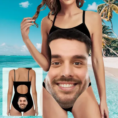 Personalized Funny Face One-Piece Swimsuit – Custom Photo Novelty Swimwear Gift