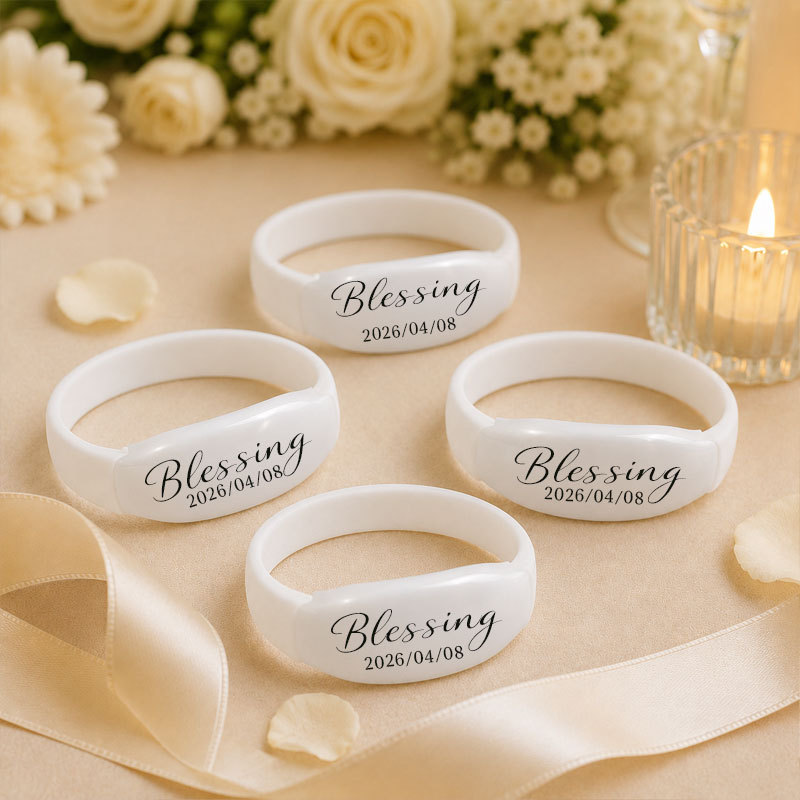 Custom Light-Up Wedding Wristbands – Personalized Glow Bracelets for Bride, Groom & Guests