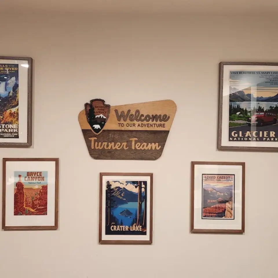 National Park Service Welcome Sign- NPS inspired family name sign, custom layered laser cut & engraved