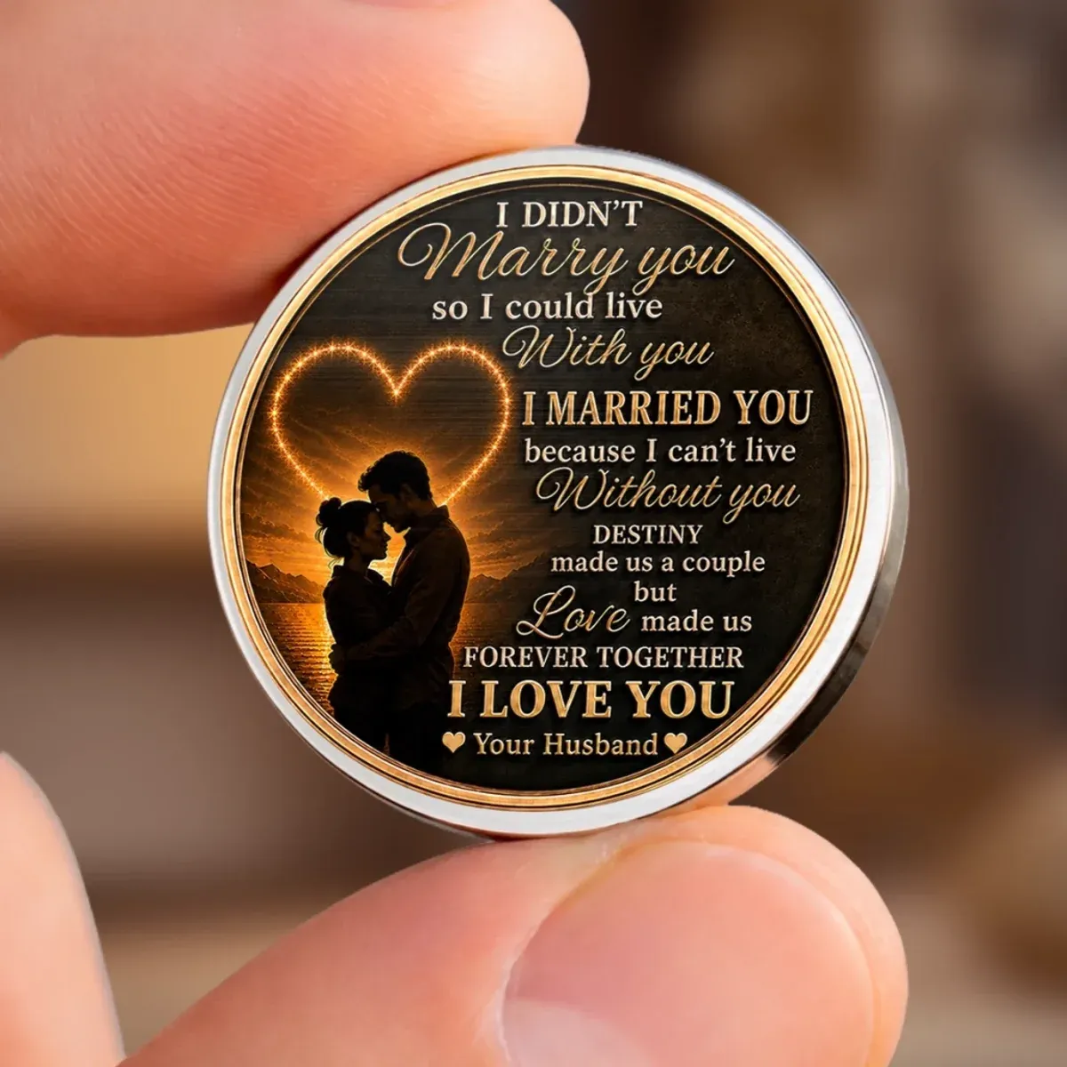 Personalized Love Coin Keychain for Wife – Custom Couple Keyring Gift from Husband, Romantic Anniversary Gift for Her