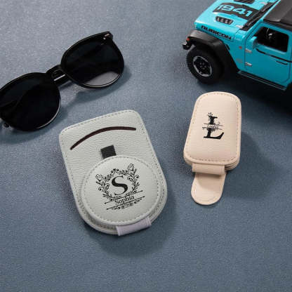 Personalized Leather Multifunctional Car Sunglasses Holder