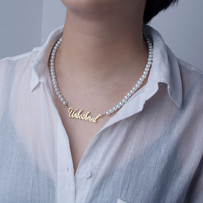 Custom Freshwater Pearl Name Necklace