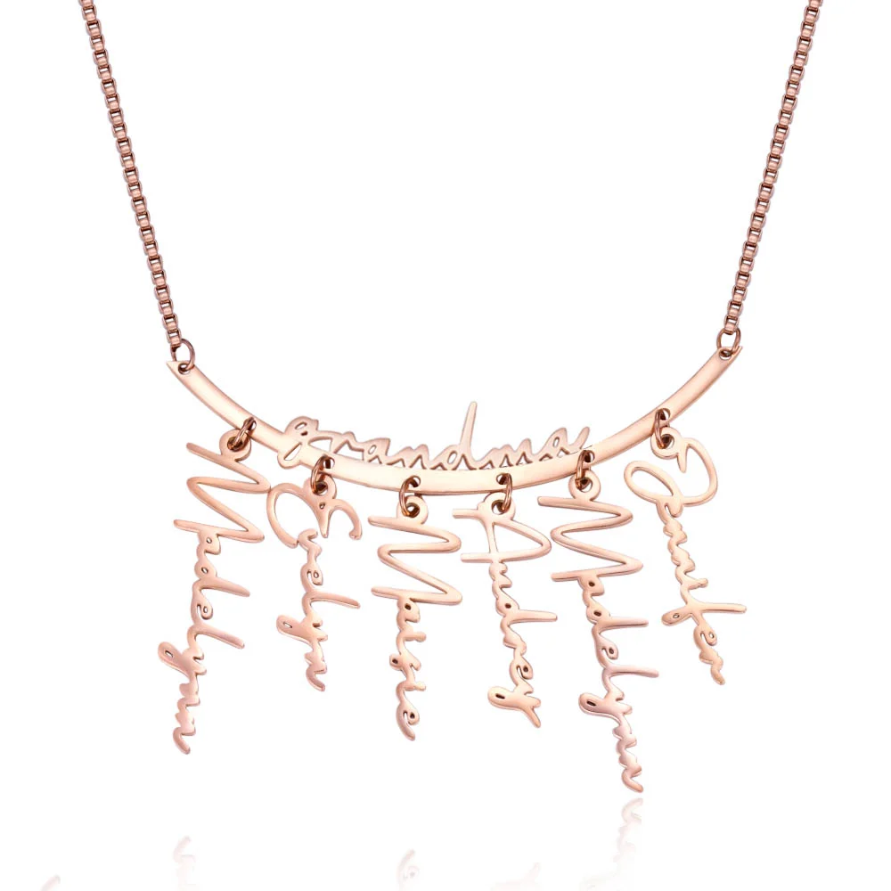 Personalized Names Hanging Family Necklace with 1-7 Names Pendants Birthday Mother's Day Gift for Mother Grandmother