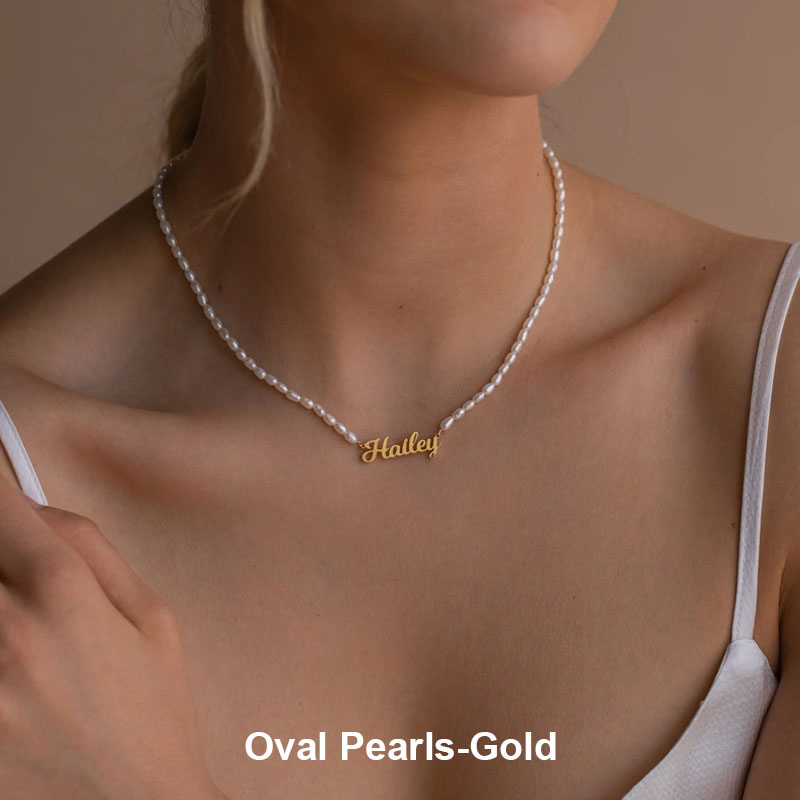 Custom Freshwater Pearl Name Necklace