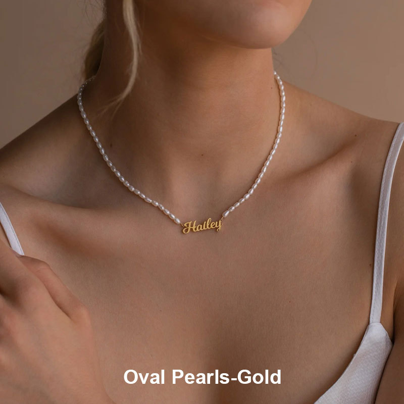 Custom Freshwater Pearl Name Necklace