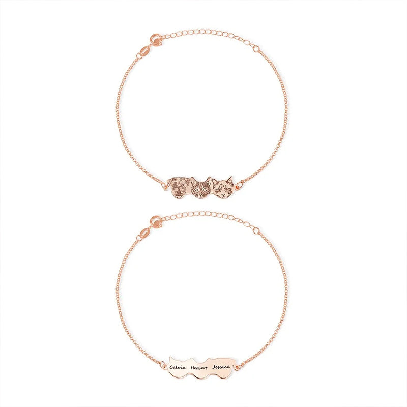 Custom Engraved Pet Portrait Bracelet with Name