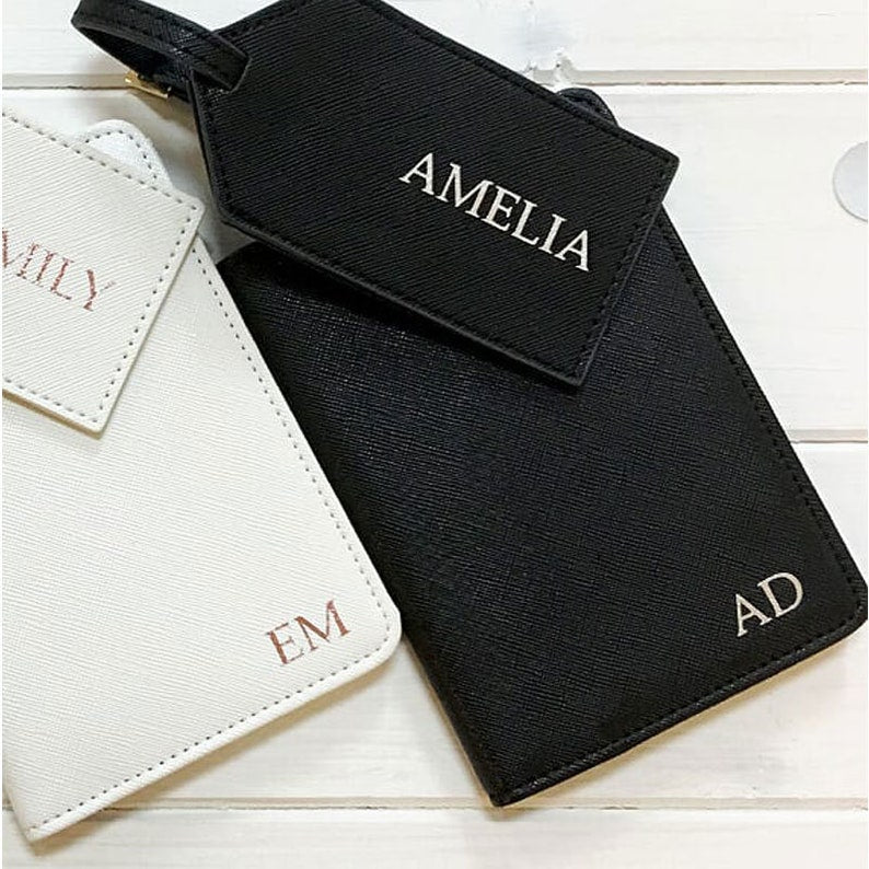 Personalised Passport Holder and Luggage Tag Travel Set