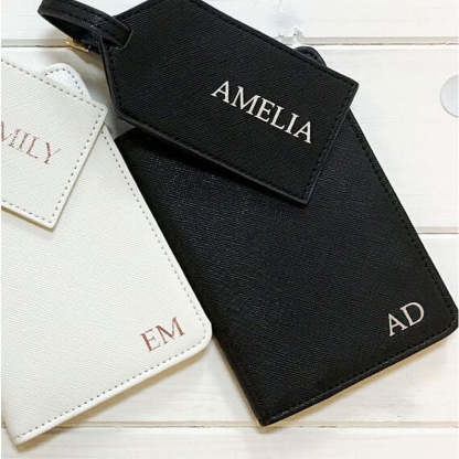 Personalised Passport Holder and Luggage Tag Travel Set