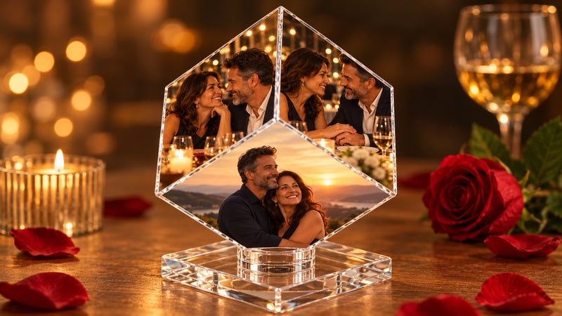 Romantic acrylic photo keepsake display