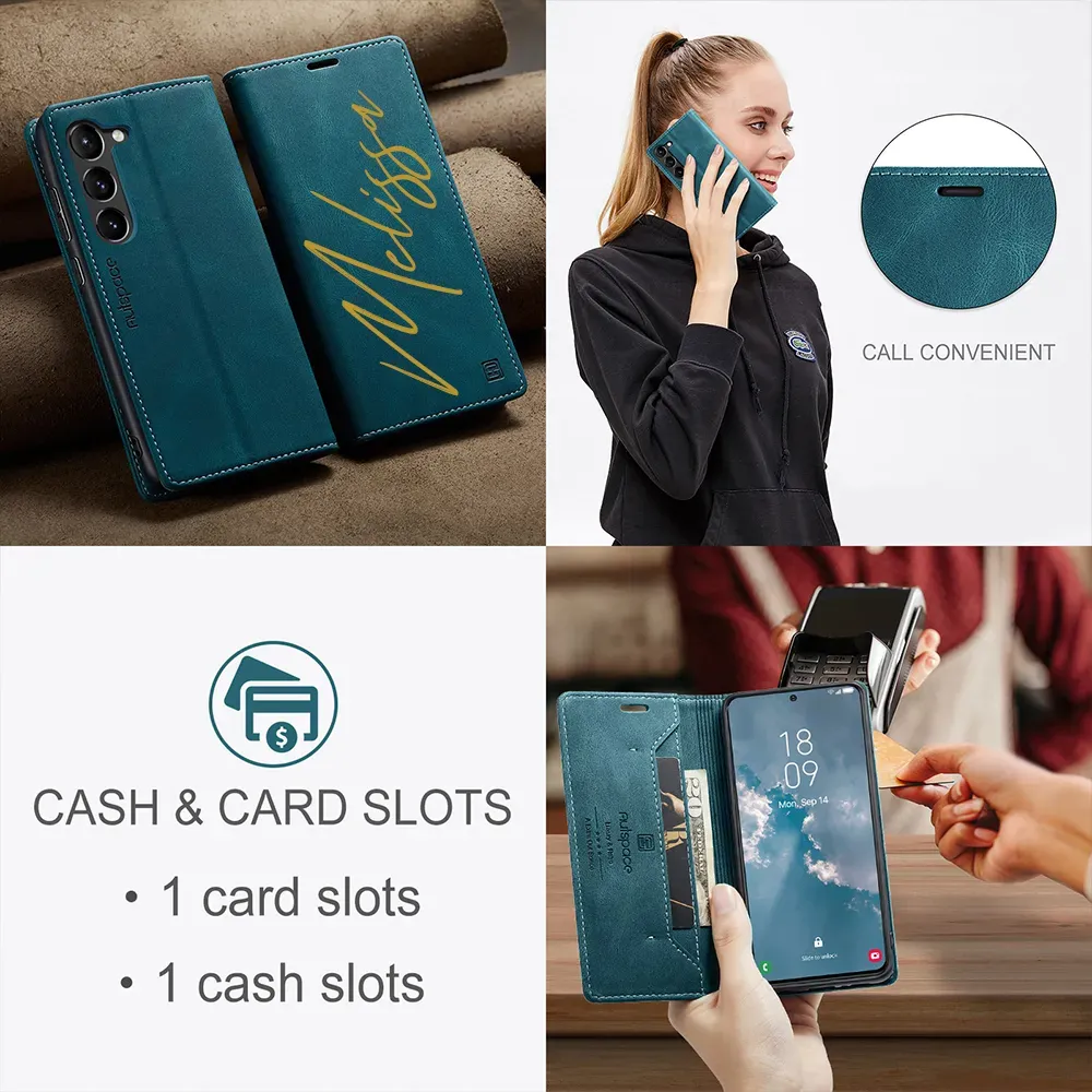 Personalised Monogram Card Holder Magnetic Wallet Phone Case