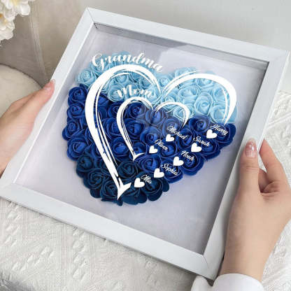 Grandma Hearts Mum Hearts - Personalized Flower Shadow Box