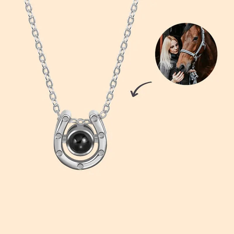 Personalized Horseshoe Photo Projection Necklace
