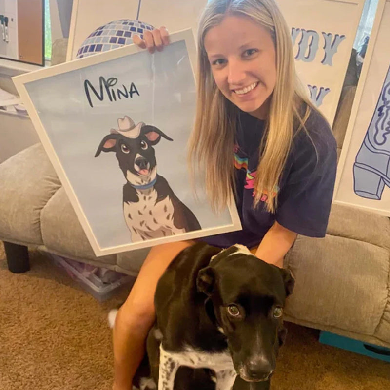 Custom Hand-Drawn Cartoon Pet Portrait