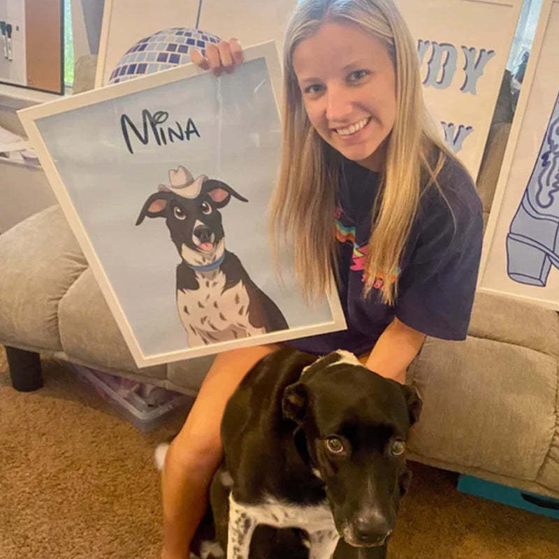 Custom Hand-Drawn Cartoon Pet Portrait