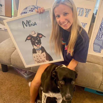 Custom Hand-Drawn Cartoon Pet Portrait