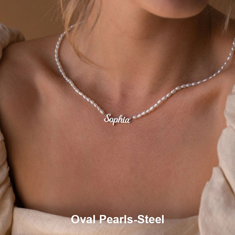 Custom Freshwater Pearl Name Necklace