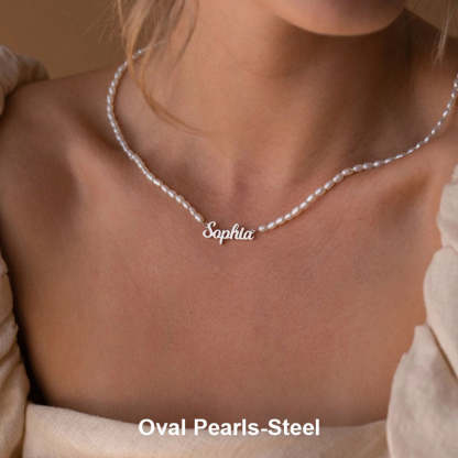 Custom Freshwater Pearl Name Necklace