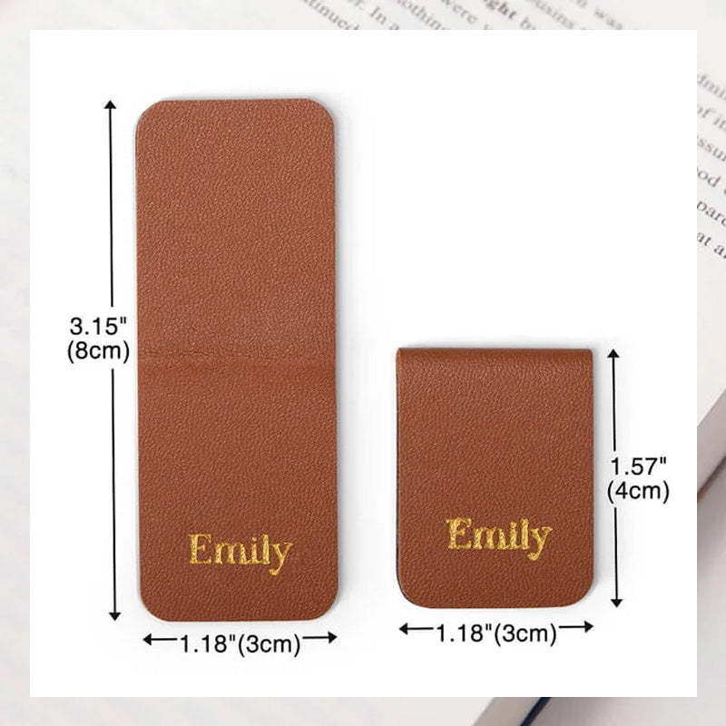 Personalized Minimalist Magnetic Leather Bookmark with Engraved Name Birthday Graduation Gift for Book Lovers Bookworm