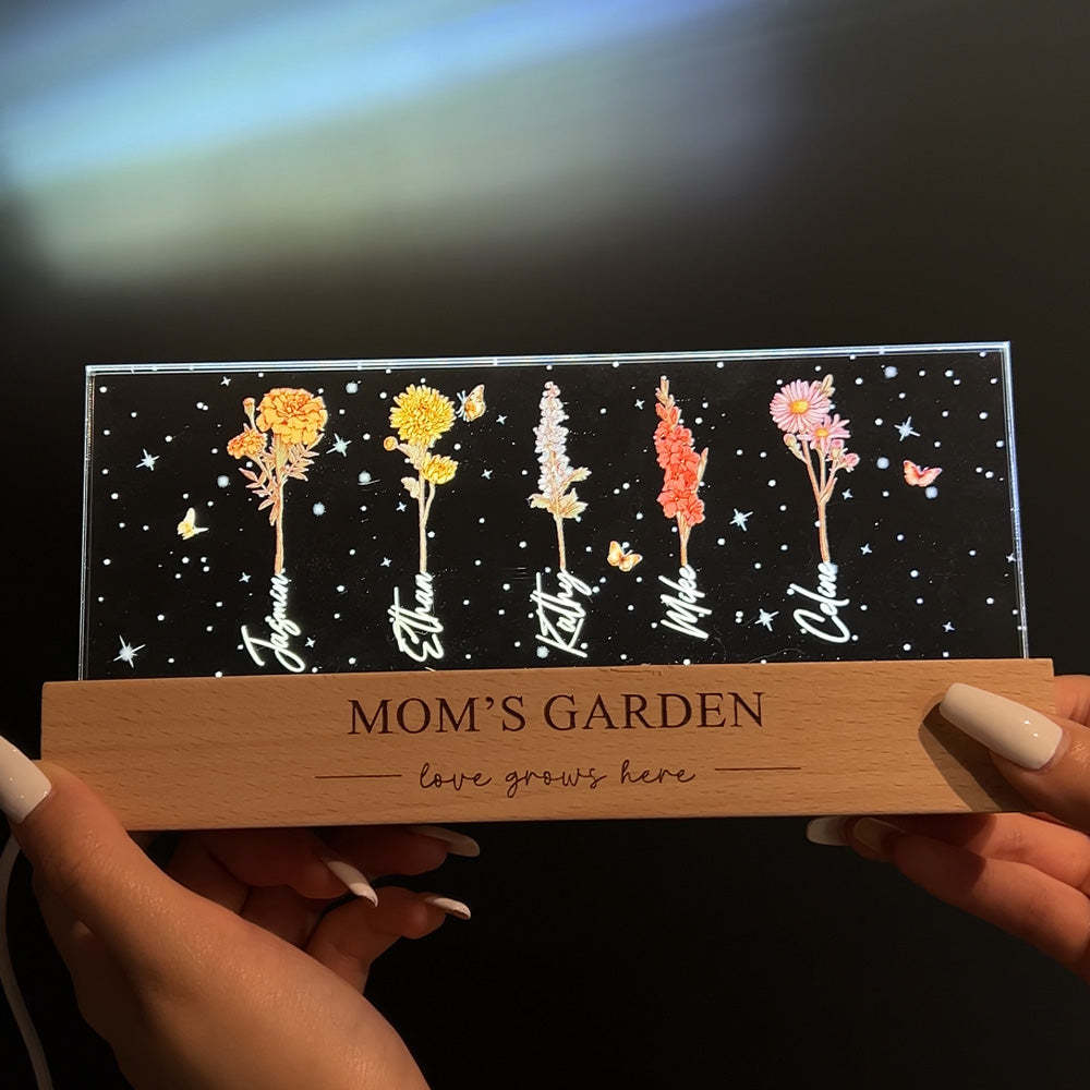 Personalized birthday flower name night light, the best gift for mom/grandma at Christmas