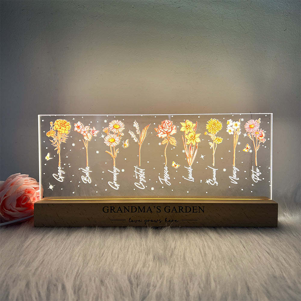 Personalized birthday flower name night light, the best gift for mom/grandma at Christmas