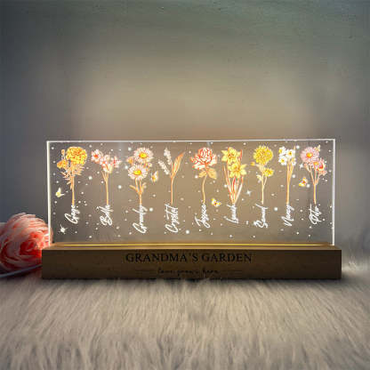 Personalized birthday flower name night light, the best gift for mom/grandma at Christmas
