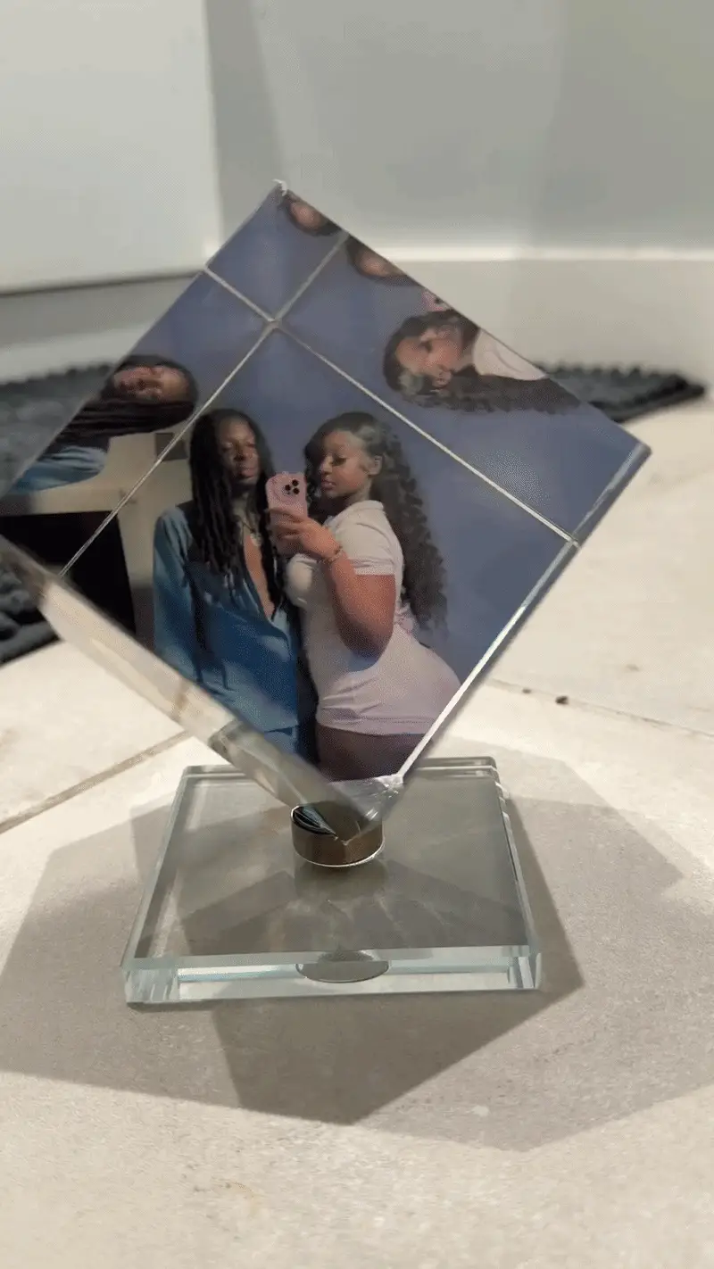 Personalized 3D Crystal Photo Cube – Custom Photo Keepsake Gift