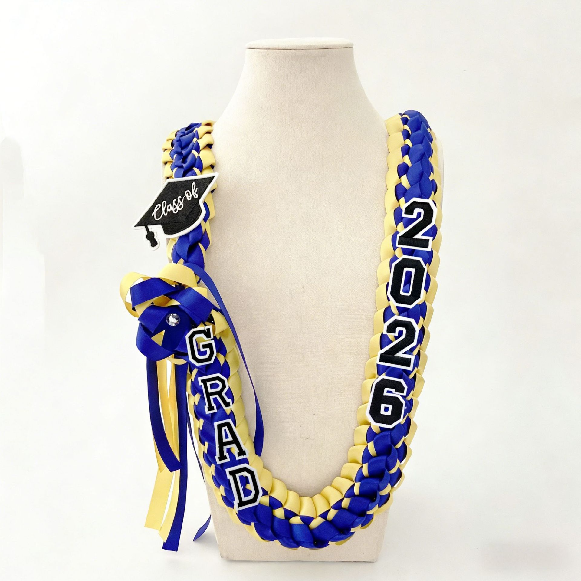 Personalized Graduation Lei with Name, Graduation Gift, Gift for Graduates, Custom Satin Ribbon Lei with Grad Cap, Senior Night Gift