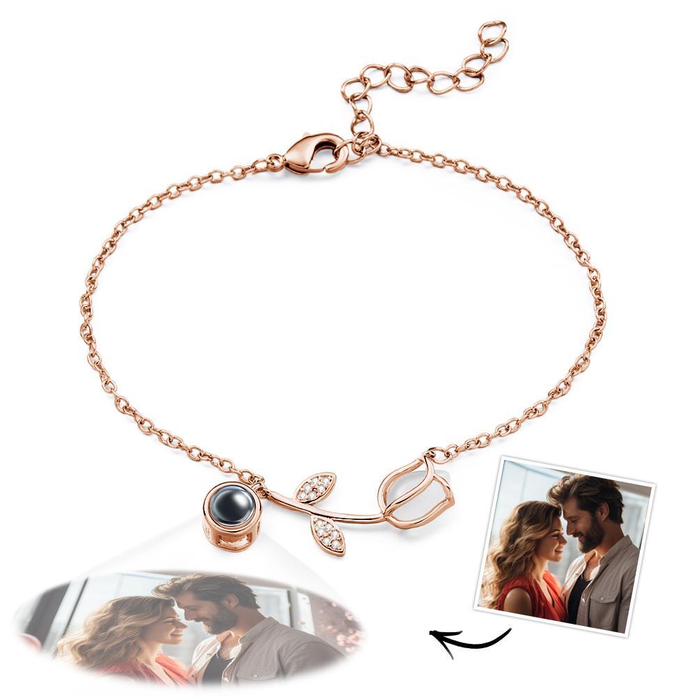 Tulip Photo Projection Bracelet Personalized Picture Flower Bracelet