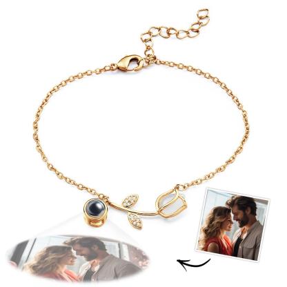Tulip Photo Projection Bracelet Personalized Picture Flower Bracelet