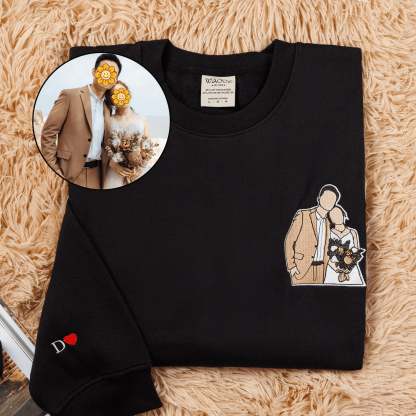 Personalized Custom Embroidered Portrait Sweatshirt Couple Family Gift For Boyfriend