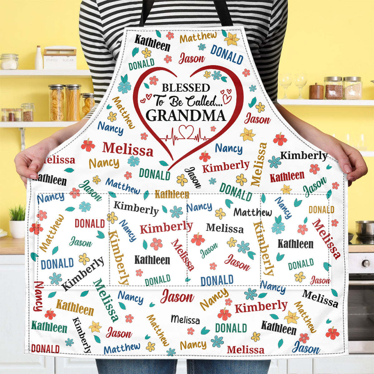 Blessed To Be Called Grandma Colorful | Personalized Apron With Packet