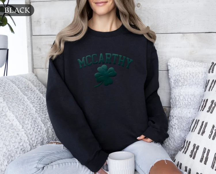 Personalized Name St Patrick's Day Four Leaf Clover Sweatshirt