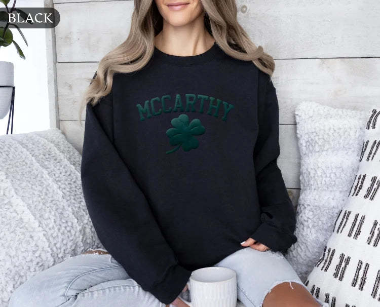 Personalized Name St Patrick's Day Four Leaf Clover Sweatshirt