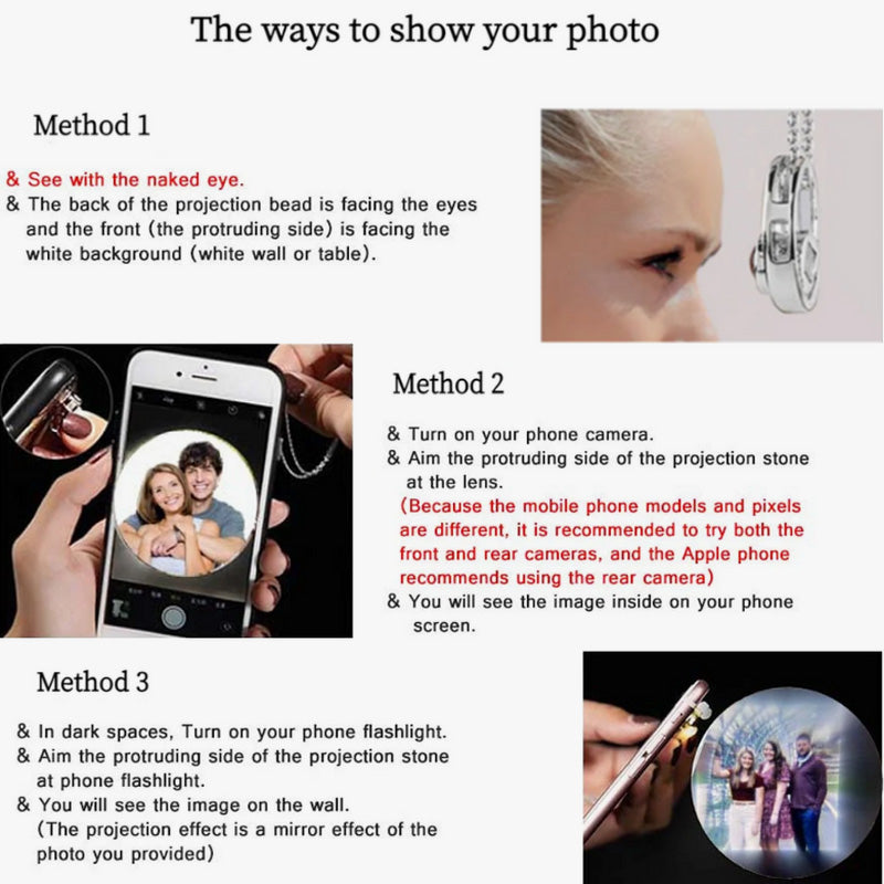 Personalized Photo Projection Two In One Heart Ring With Crown