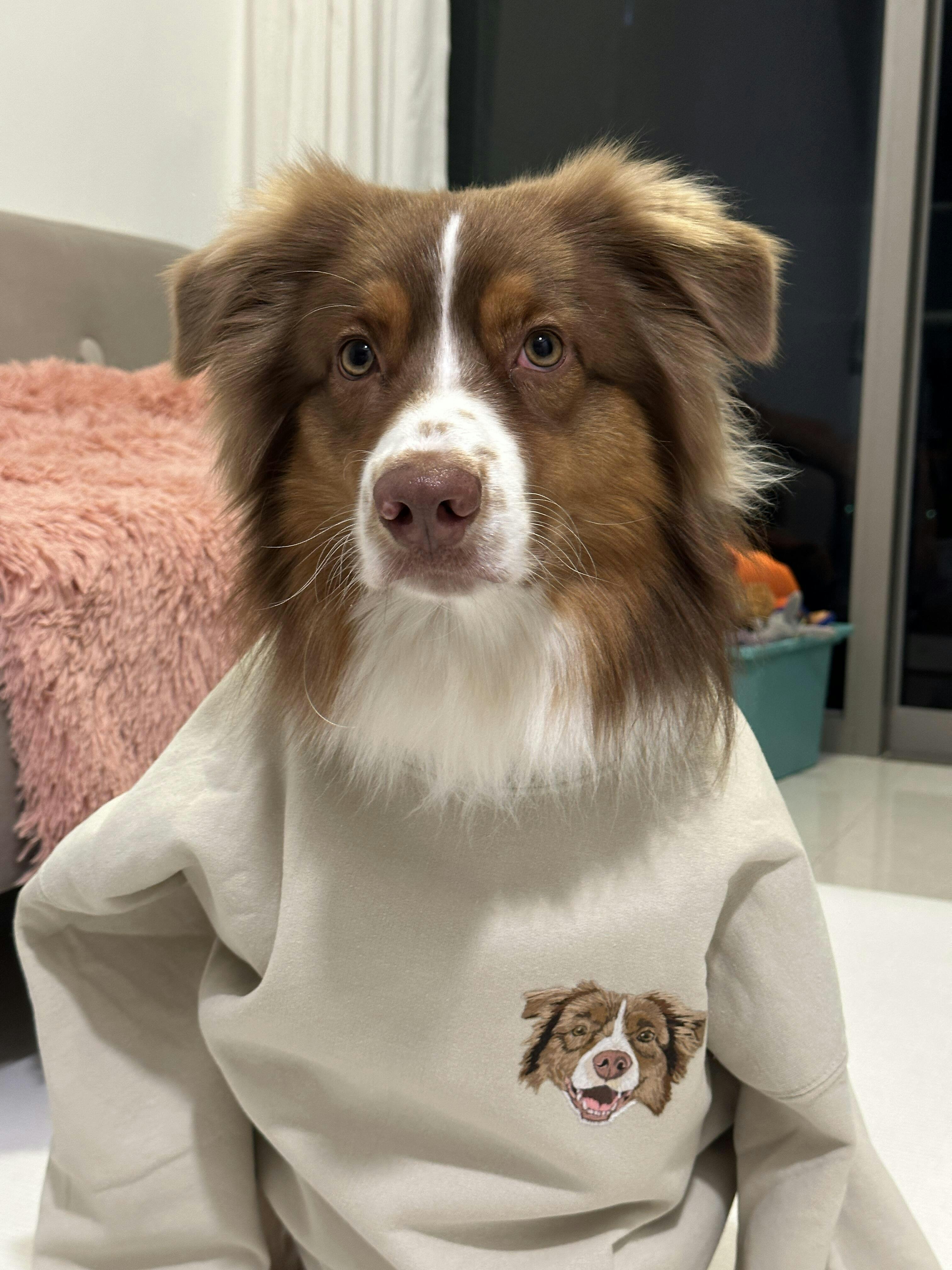 Personalized Pet Face and Name Embroidered Sweatshirt Hoodie