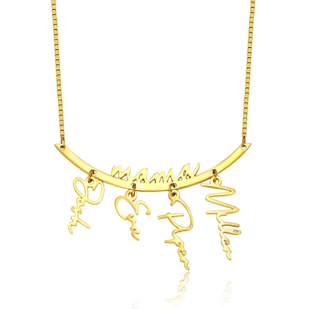 Personalized Names Hanging Family Necklace with 1-7 Names Pendants Birthday Mother's Day Gift for Mother Grandmother