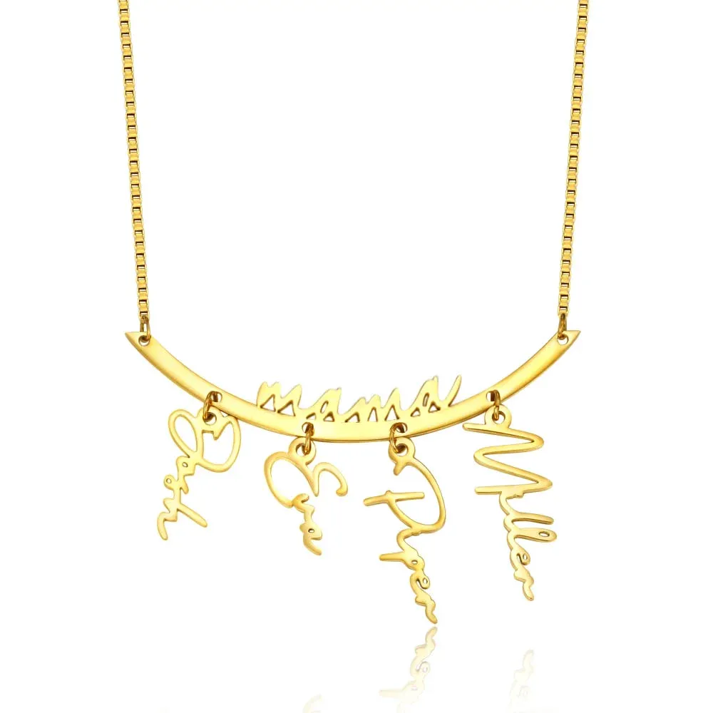 Personalized Names Hanging Family Necklace with 1-7 Names Pendants Birthday Mother's Day Gift for Mother Grandmother