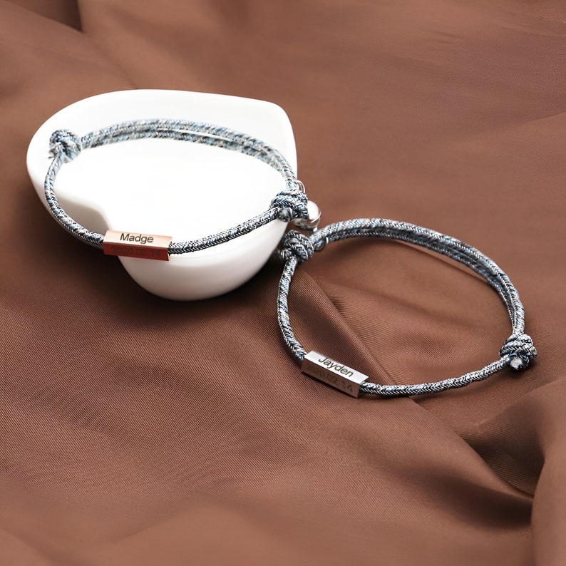 Personalized Date Name Magnetic Rope Bracelets