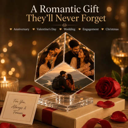 Custom 3-Photo Crystal Diamond Keepsake – Personalized Romantic Photo Display Gift for Couples - Canvasgiftco