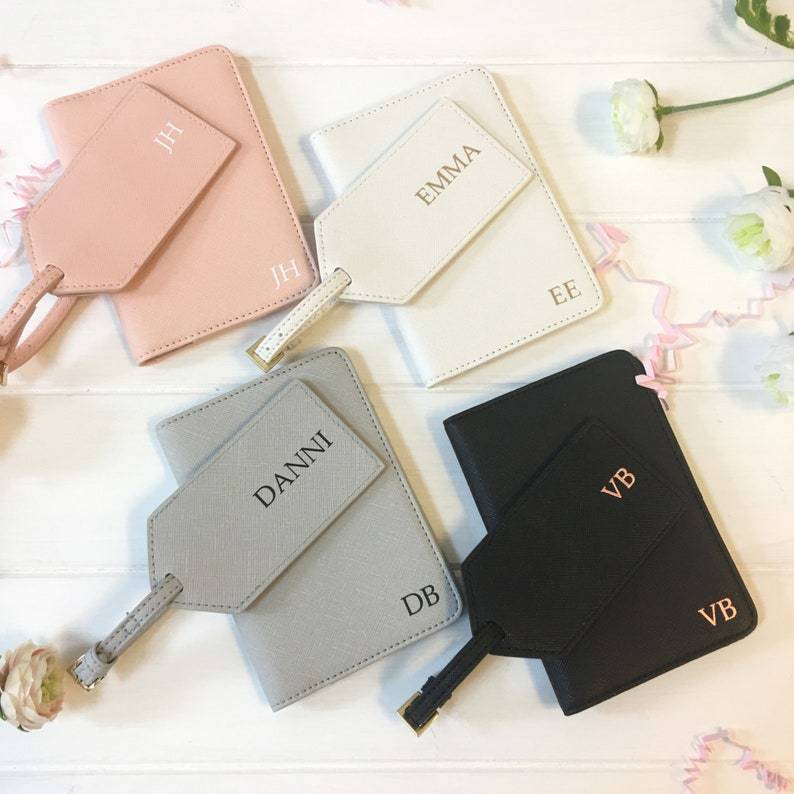 Personalised Passport Holder and Luggage Tag Travel Set