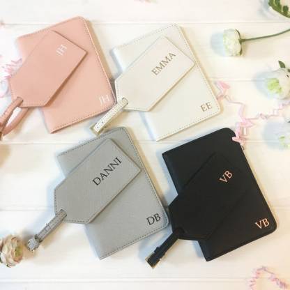 Personalised Passport Holder and Luggage Tag Travel Set