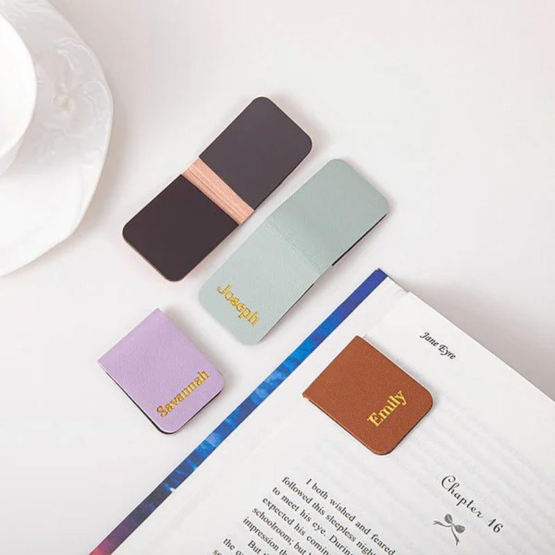 Personalized Minimalist Magnetic Leather Bookmark with Engraved Name Birthday Graduation Gift for Book Lovers Bookworm