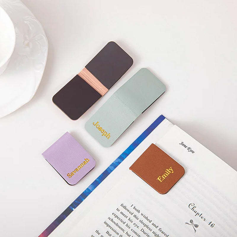 Personalized Minimalist Magnetic Leather Bookmark with Engraved Name Birthday Graduation Gift for Book Lovers Bookworm