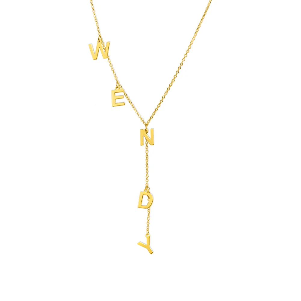 Personalized Dainty Lariat Y Necklace with 3-9 Initials Mother's Day Birthday Valentine's Day Gift for Women