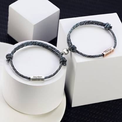 Personalized Date Name Magnetic Rope Bracelets