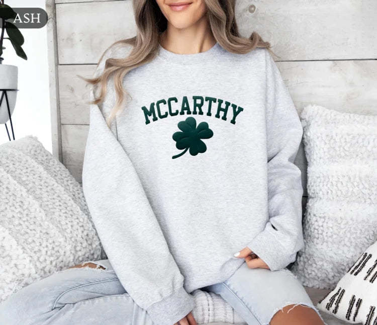 Personalized Name St Patrick's Day Four Leaf Clover Sweatshirt