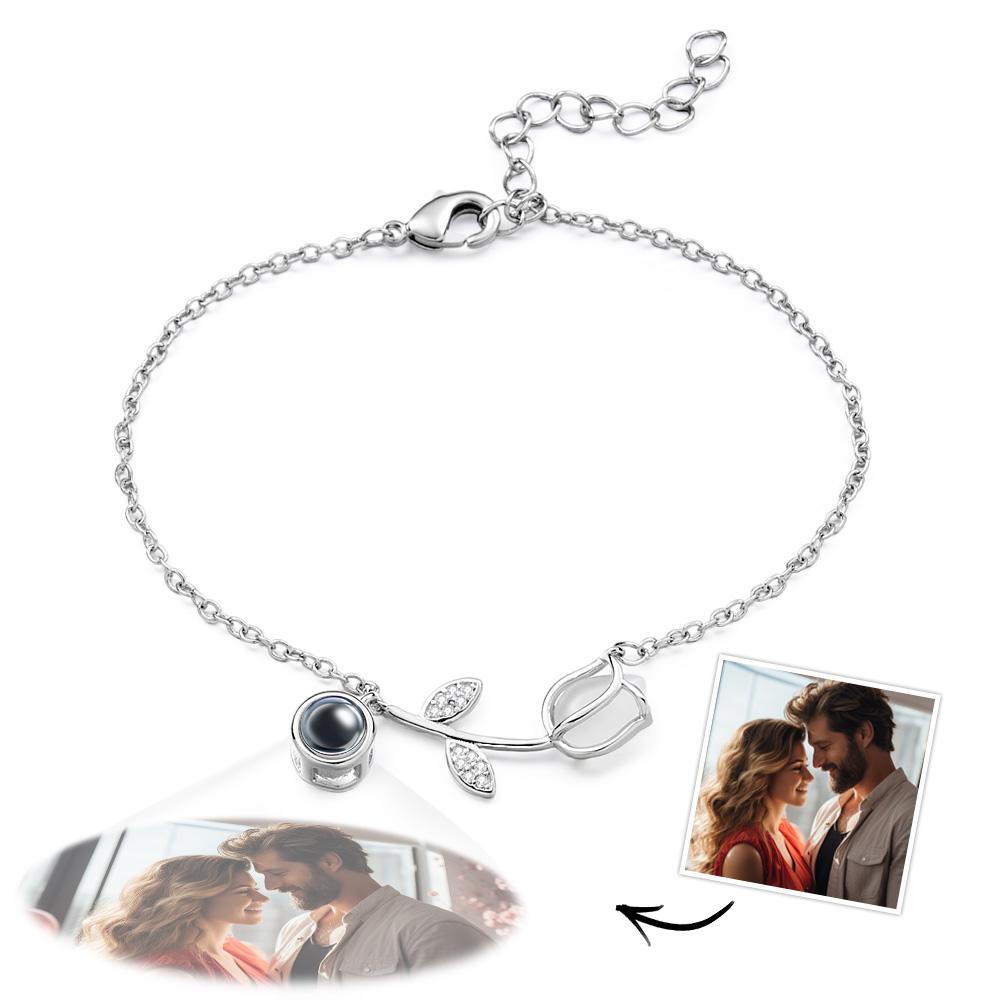 Tulip Photo Projection Bracelet Personalized Picture Flower Bracelet